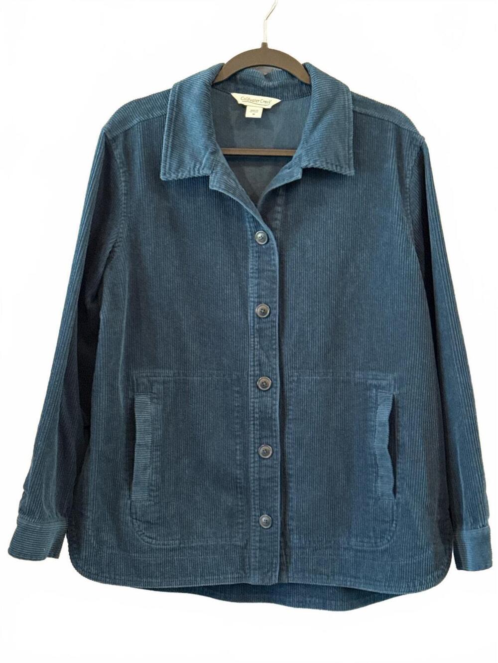 Coldwater Creek Women's Blue Corduroy Button-Up Jacket Size M